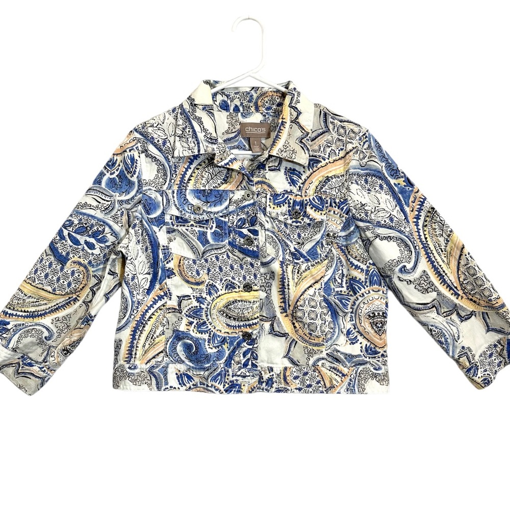 Chico’s Women’s Jacket Paisley Pattern Cotton Size 1 or Size S